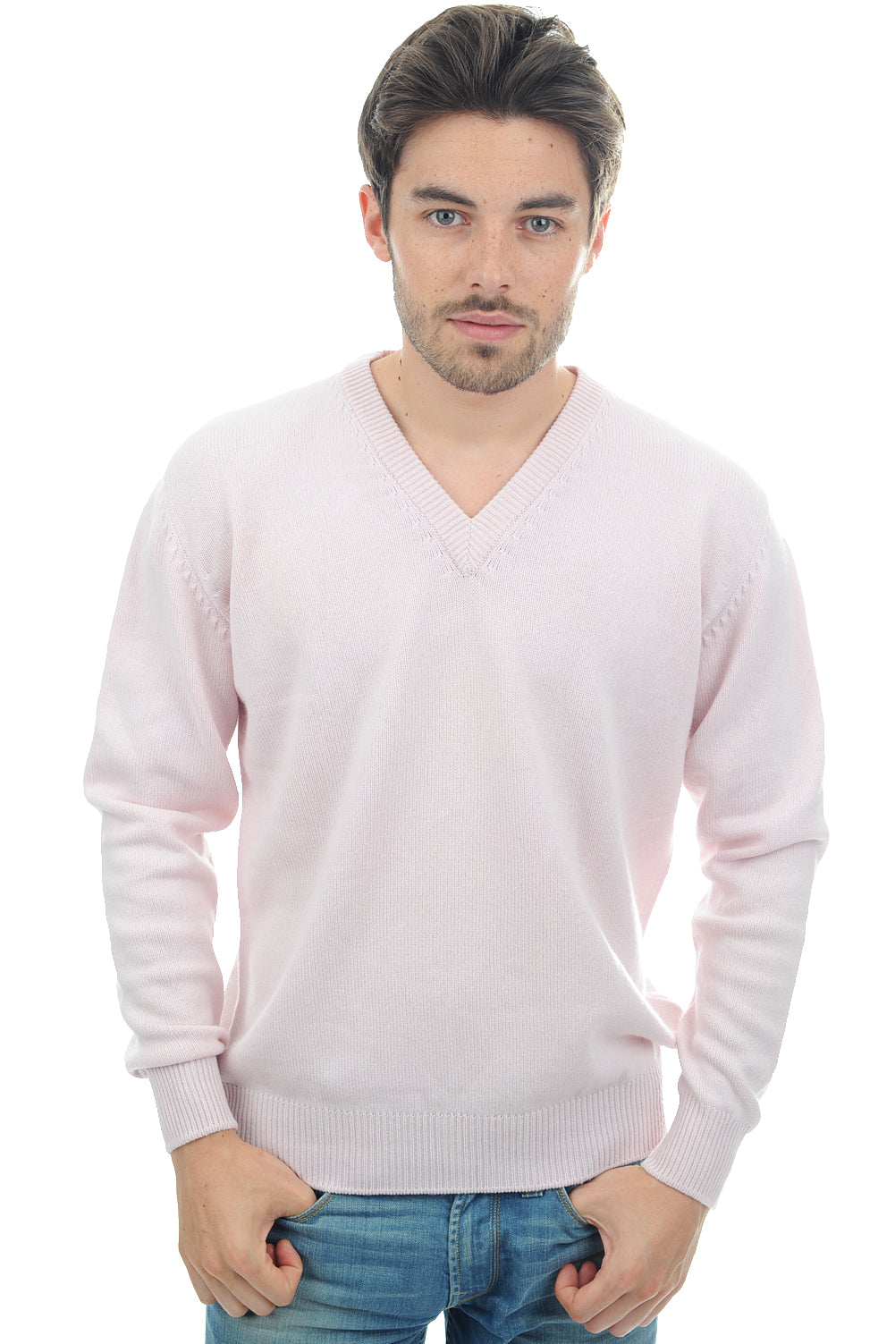 Hippolyte 4F men's cashmere jumper - pale pink - Mahogany