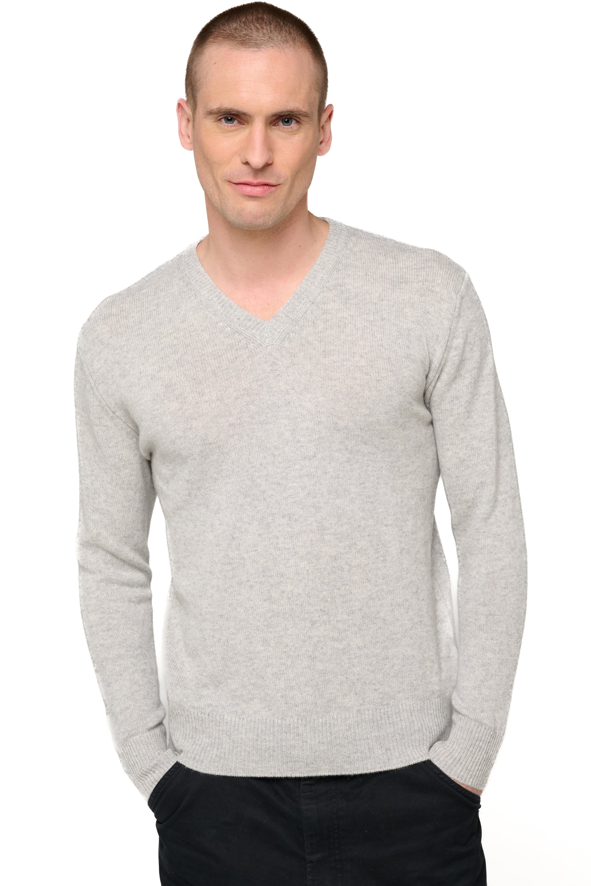 Hippolyte 4F men's cashmere jumper - marl flannel - Mahogany