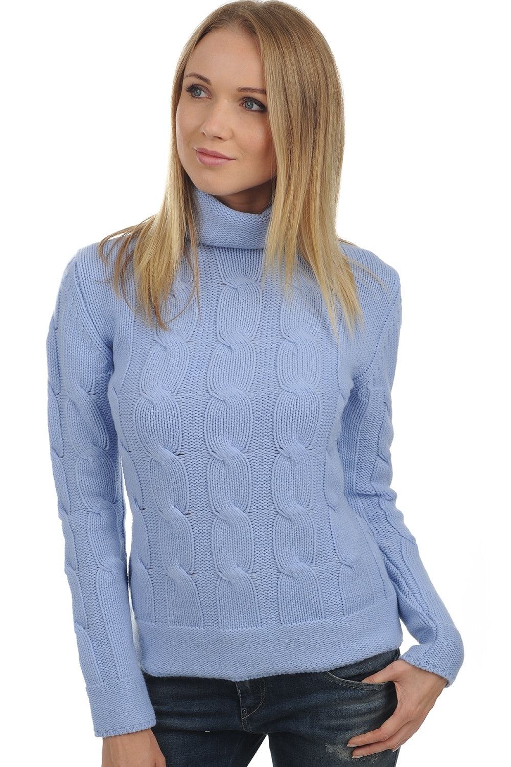 Blanche in women's cashmere - sky blue - Mahogany