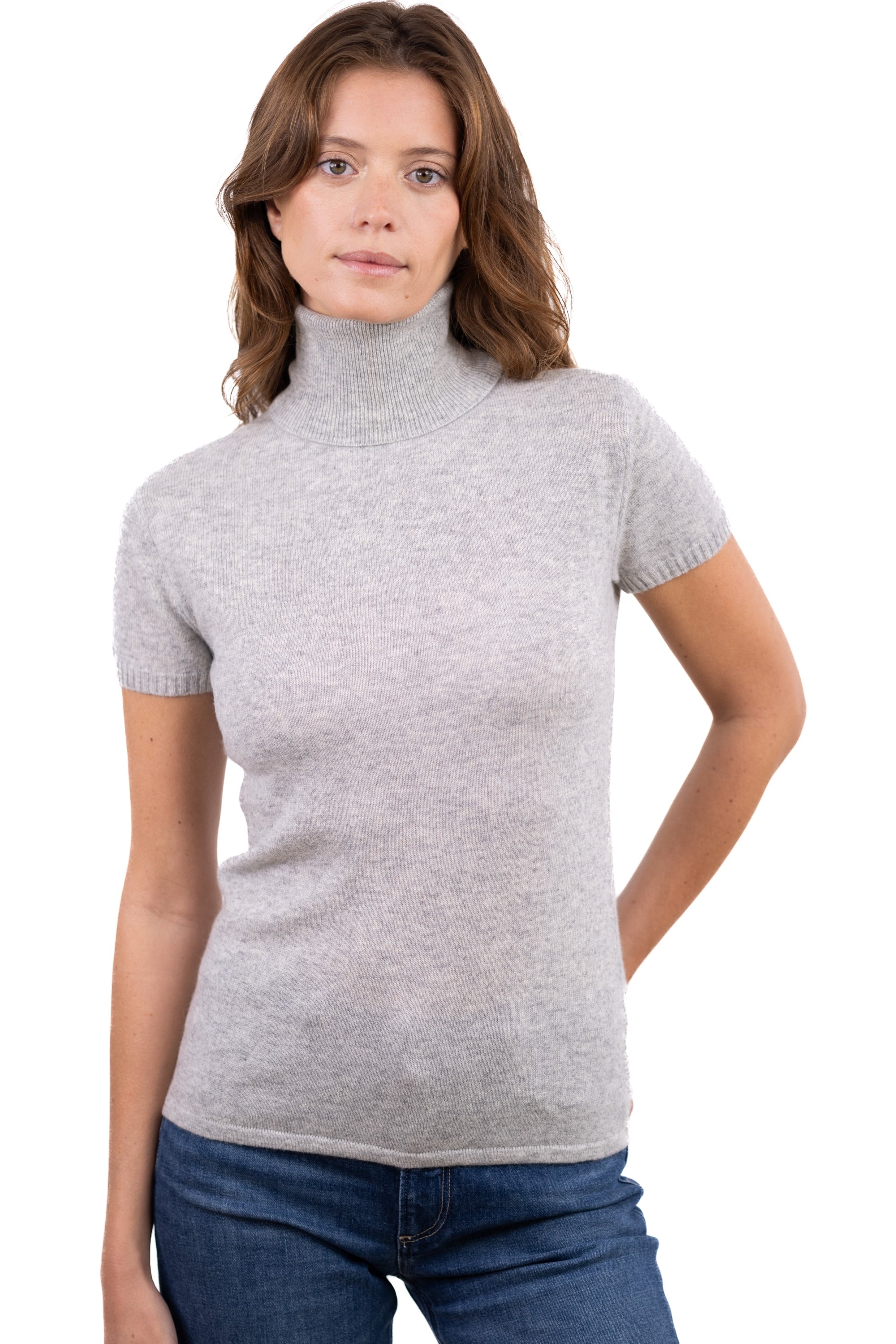 Olivia cashmere women's jumper - flannel marl - Mahogany