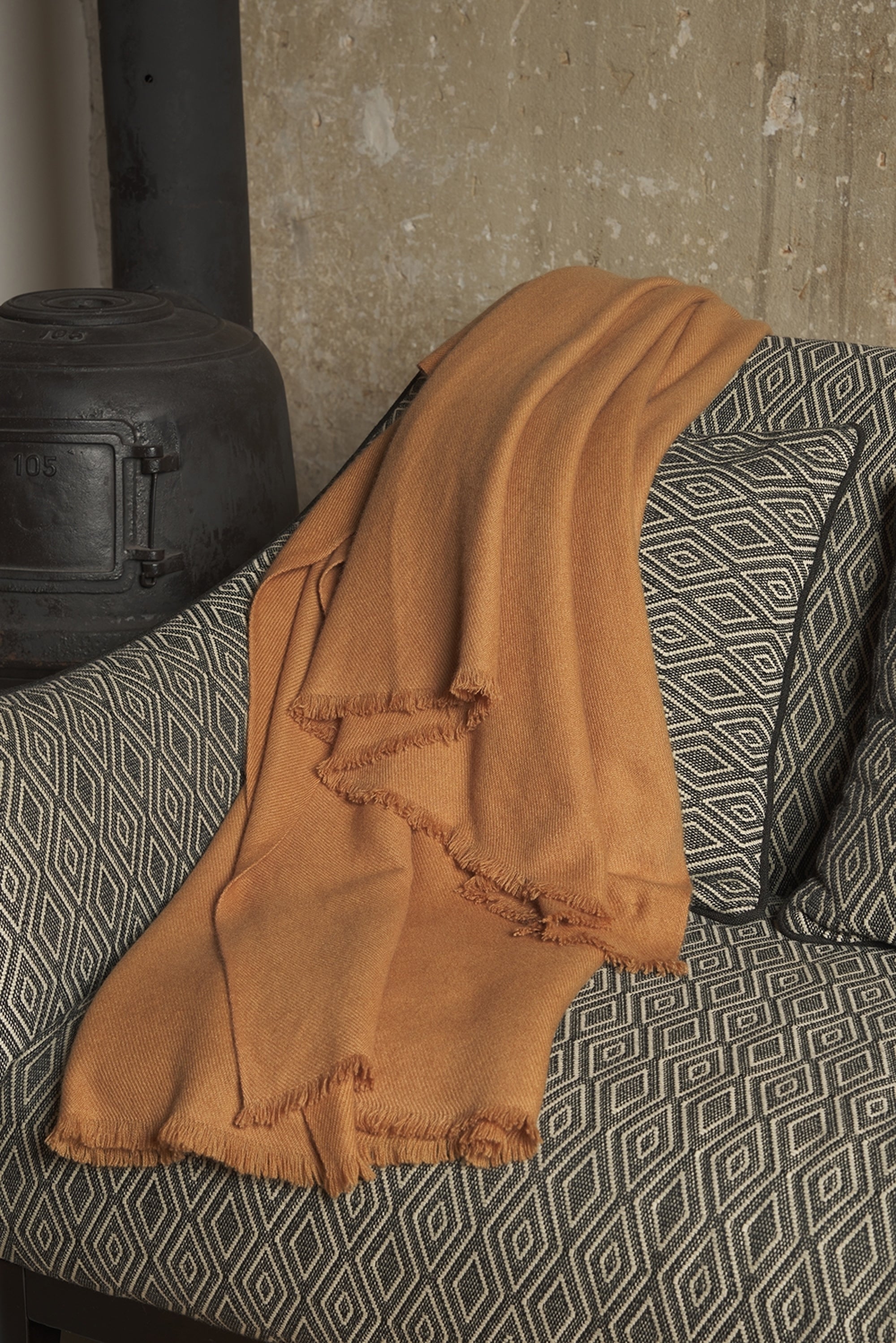 Toodoo Plain L in mixed cashmere - desert camel - Mahogany
