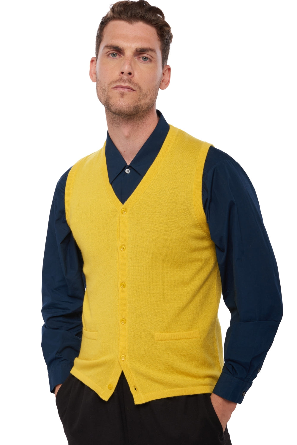 Basile cashmere jumper for men - tournesol - Mahogany