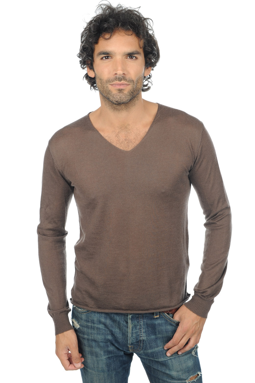 Leoduvet men's cashmere down jumper - brownies - Mahogany