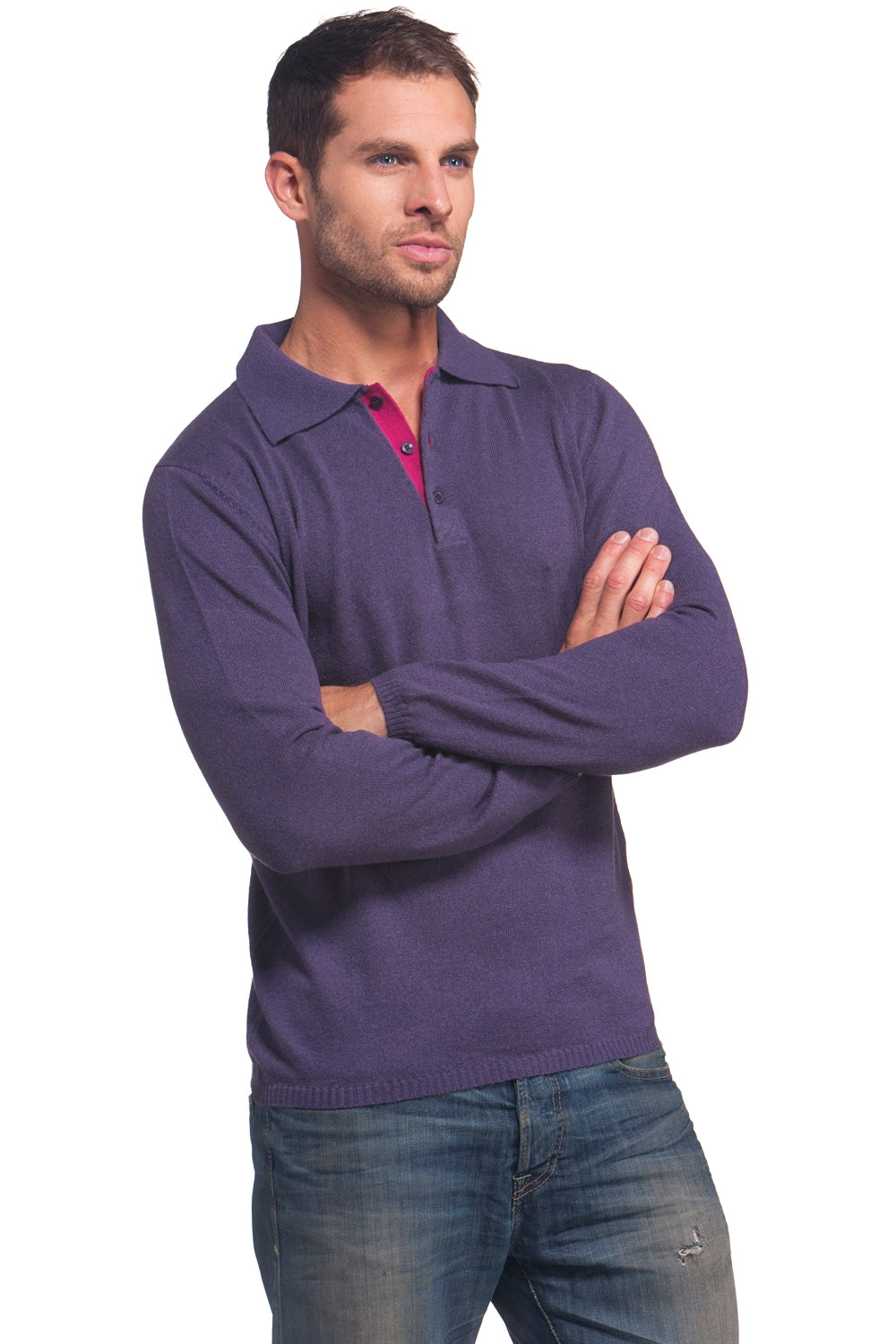 Scott men's cashmere jumper - mulberry / fuchsia - Mahogany