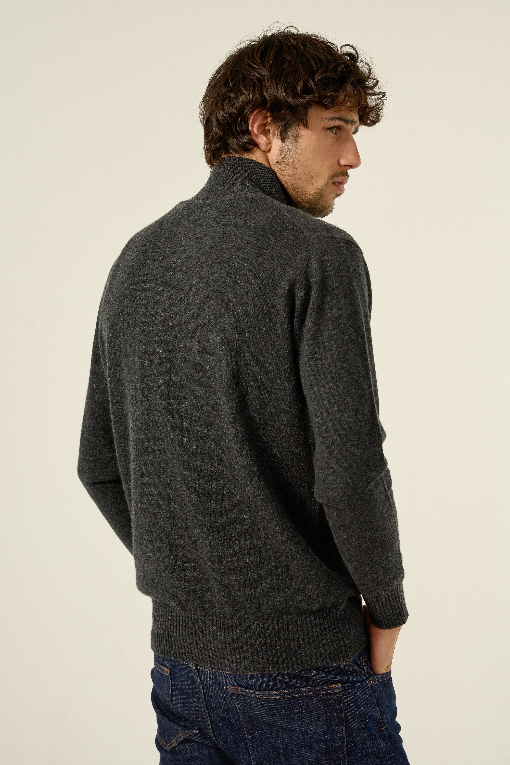 Henri en cachemire homme - Vue 2 - anthracite chiné-orange - Mahogany
