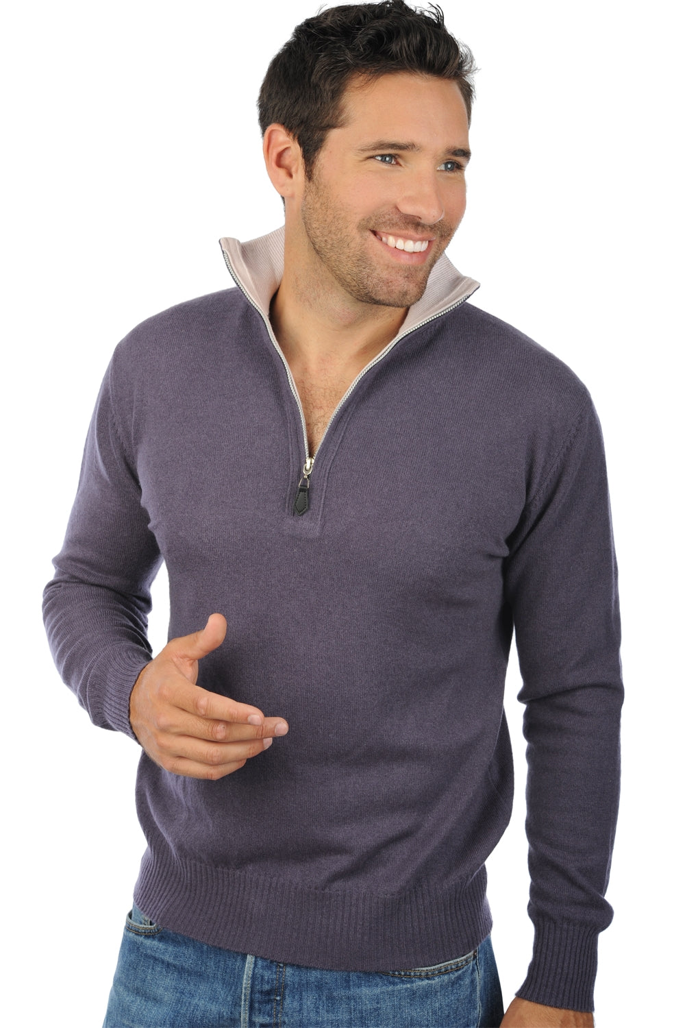 Henri men's cashmere - mulberry-pale pink - Mahogany