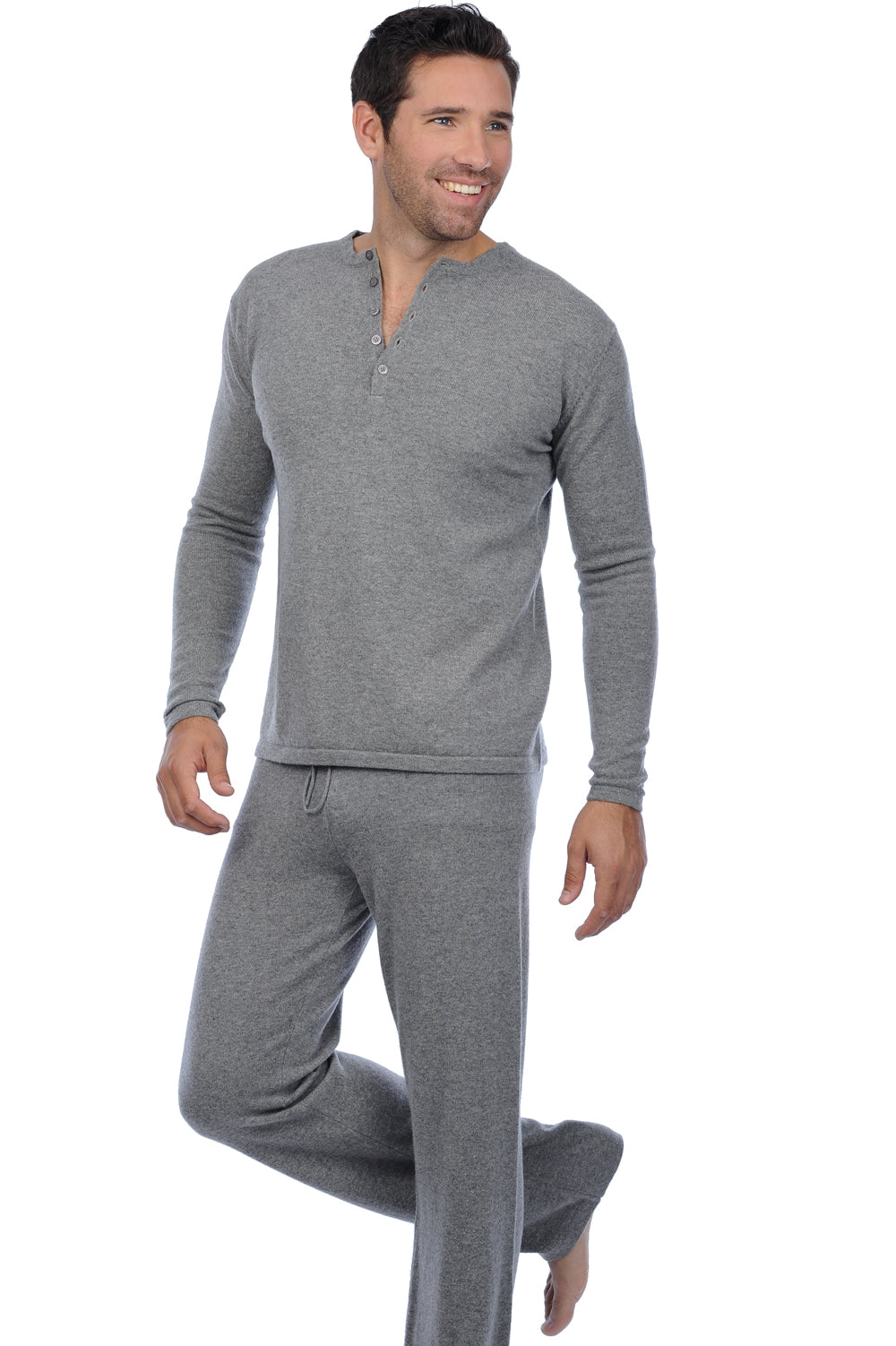 Adam men's cashmere jumper - marl grey - Mahogany
