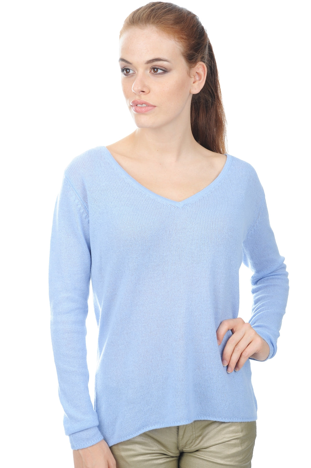 Flavie women's cashmere - sky blue - Mahogany
