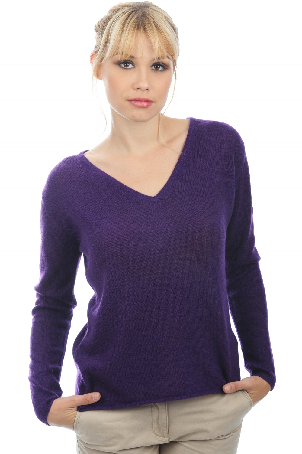 Flavie women's cashmere - vivid violet - Mahogany