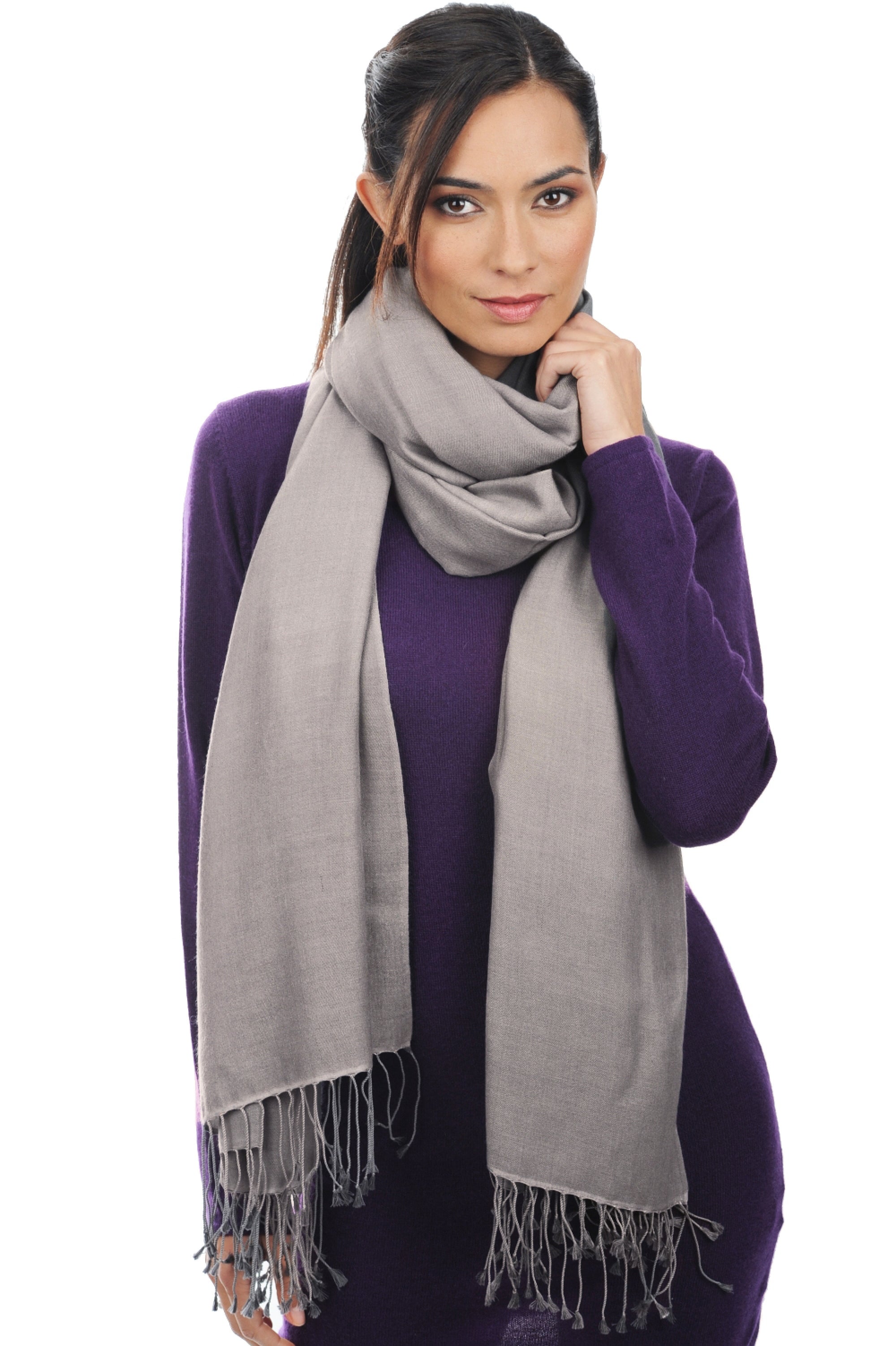 Adèle mixed cashmere and silk jumper - pearl grey - Mahogany
