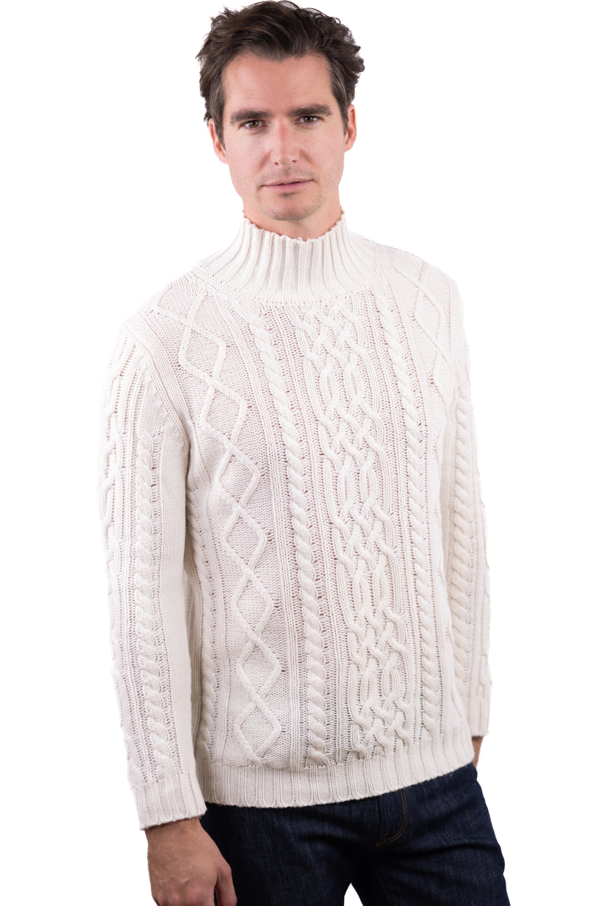 Platon in cashmere for men - ecru - Mahogany