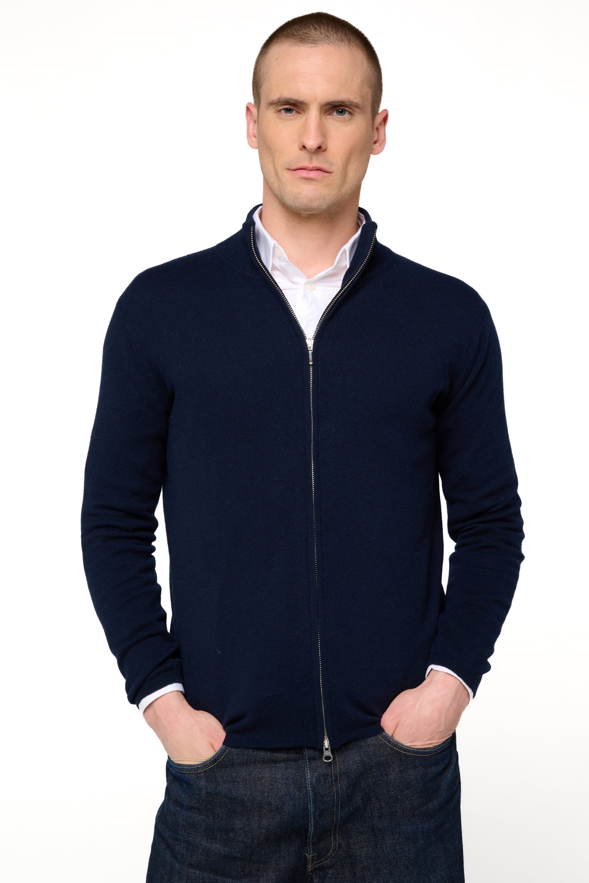 Elton in cashmere for men - dark navy - Mahogany