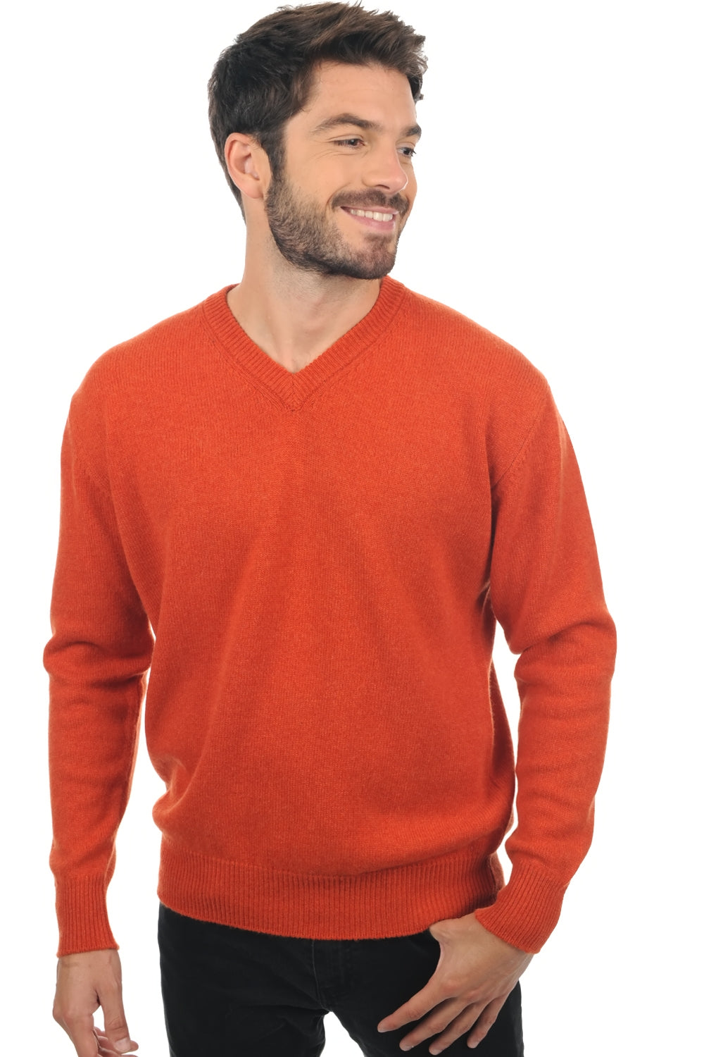 Hippolyte 4F men's cashmere jumper - paprika - Mahogany