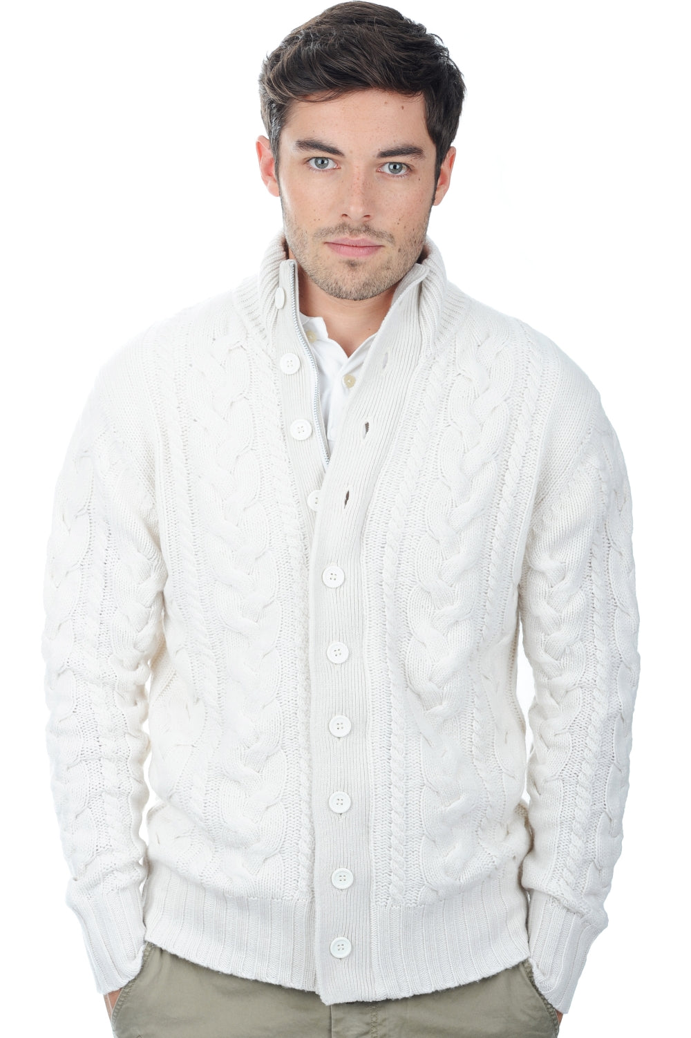 Loris men's cashmere jumper - off-white - Mahogany