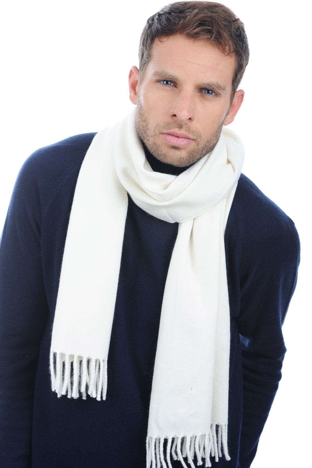 Zak200 men's cashmere jumper - milk - Mahogany