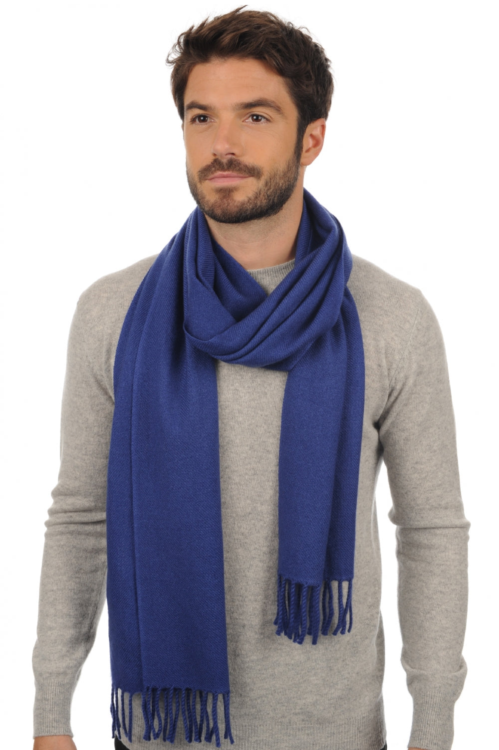 Zak200 men's cashmere jumper - steel blue - Mahogany