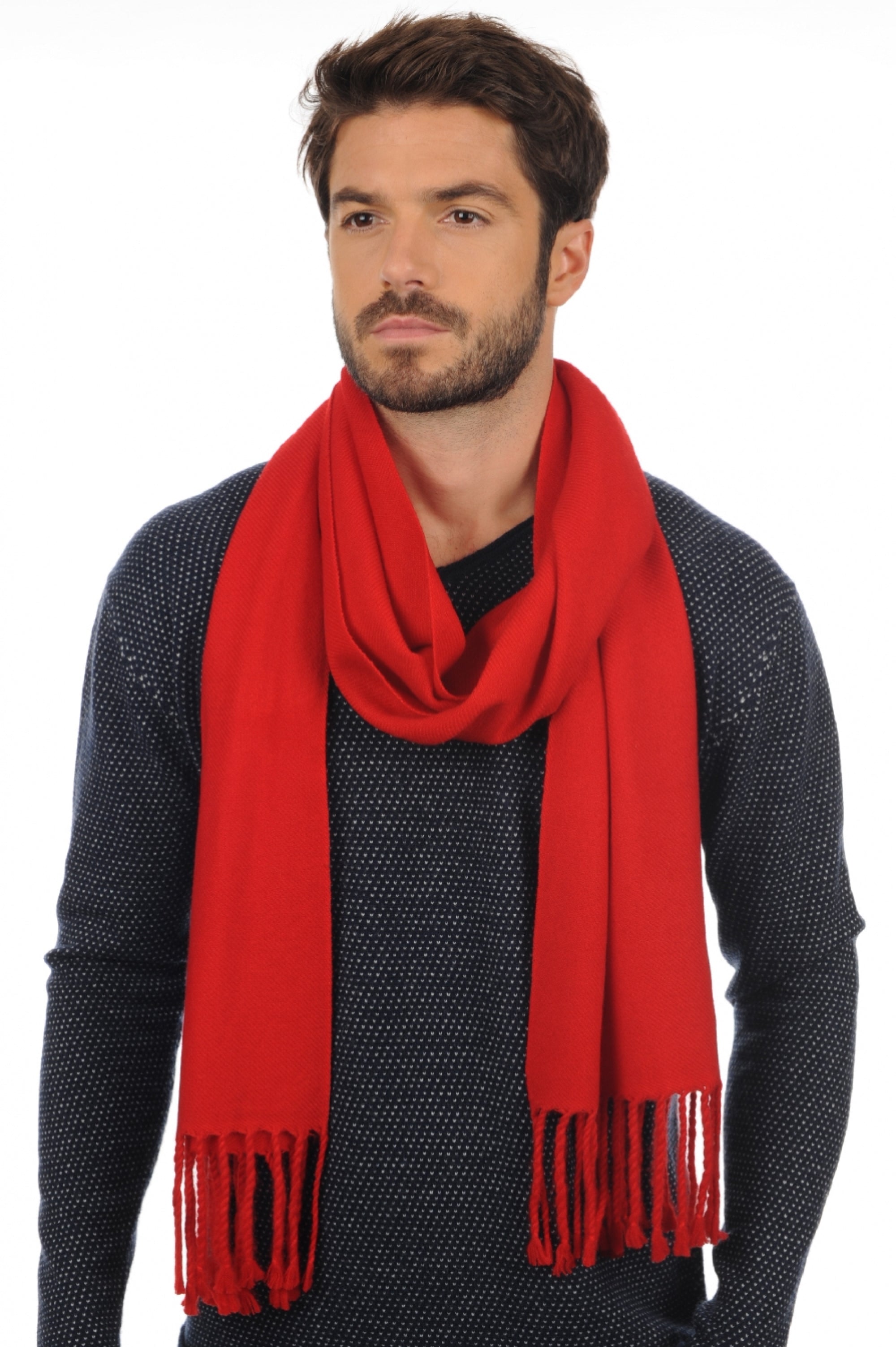 Zak200 men's cashmere jumper - true red - Mahogany