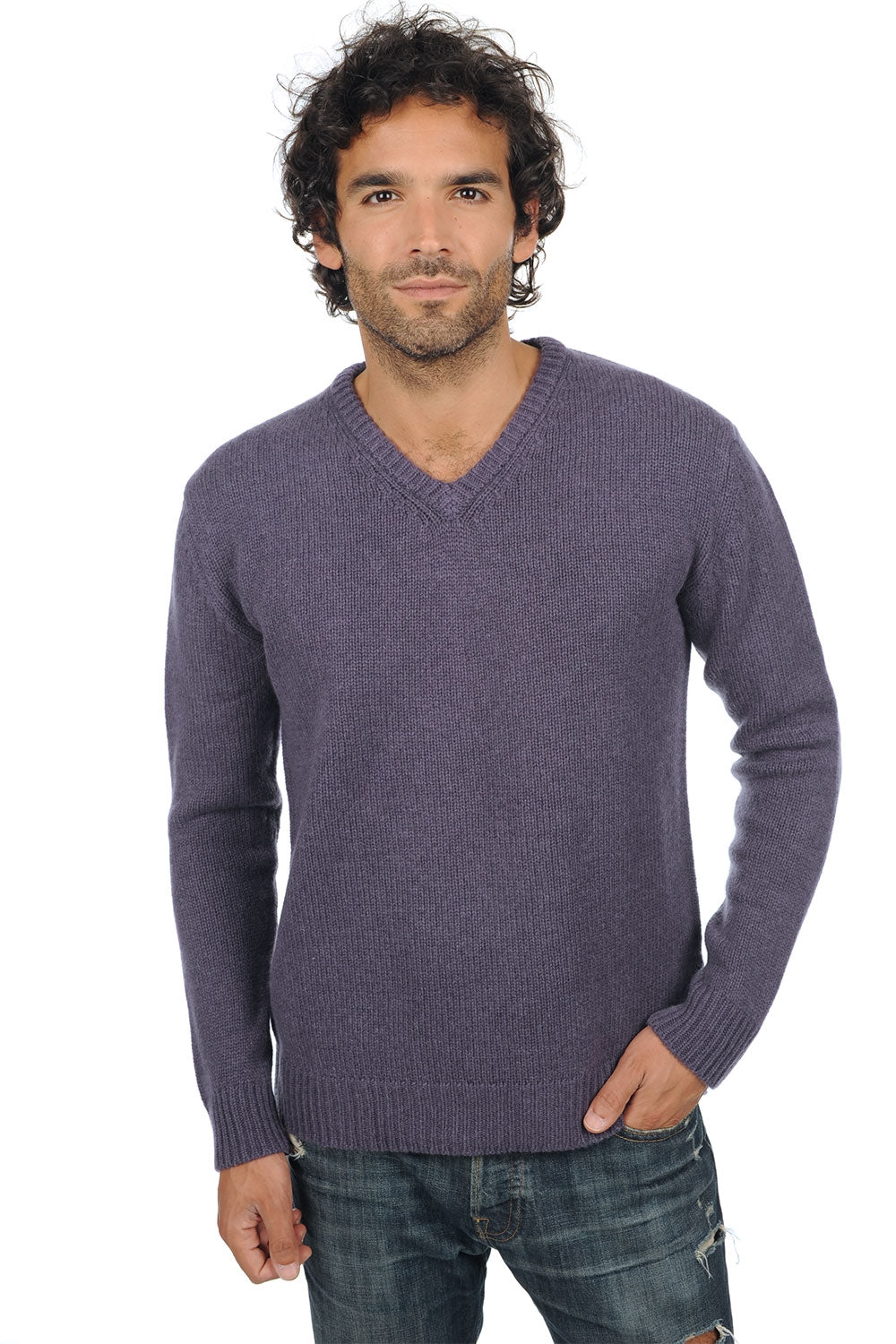 Atman men's cashmere jumper - mulberry - Mahogany