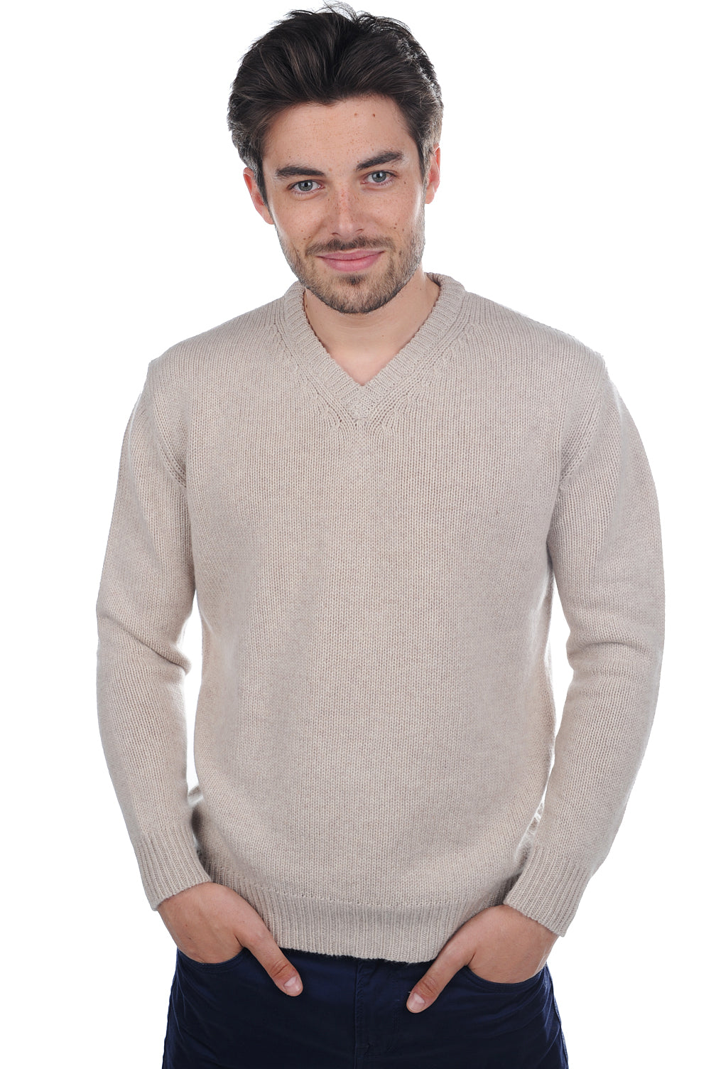 Atman men's cashmere jumper - timeless beige - Mahogany
