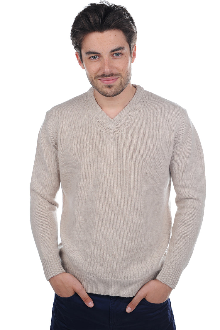 Atman men's cashmere jumper - timeless beige - Mahogany