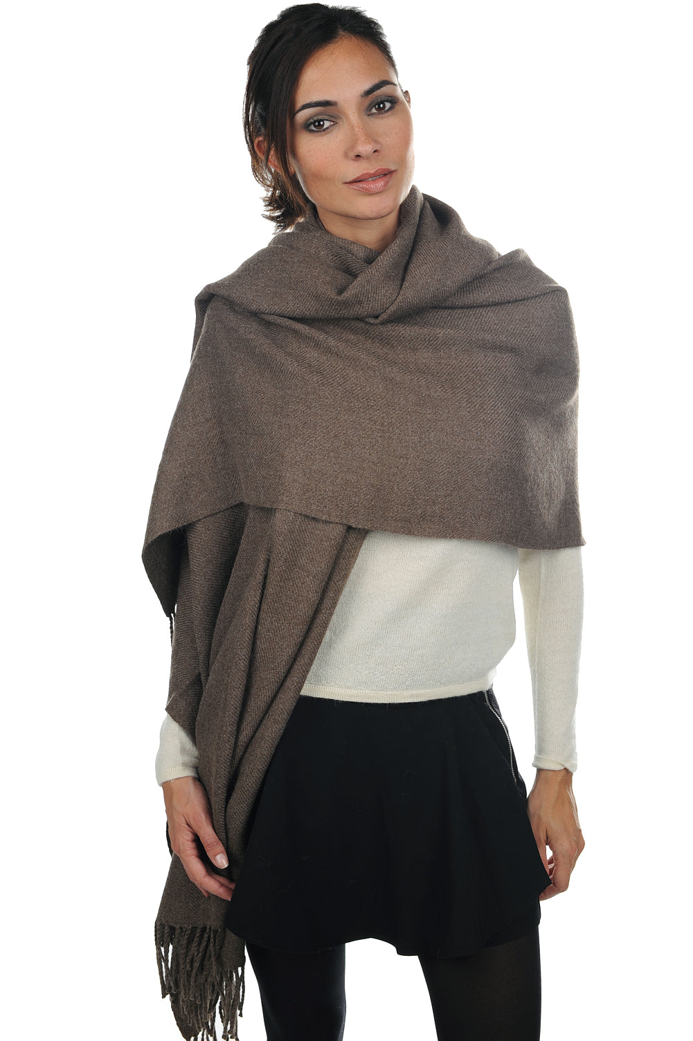 Niry-Alpaga in mixed baby alpaca - natural - Mahogany