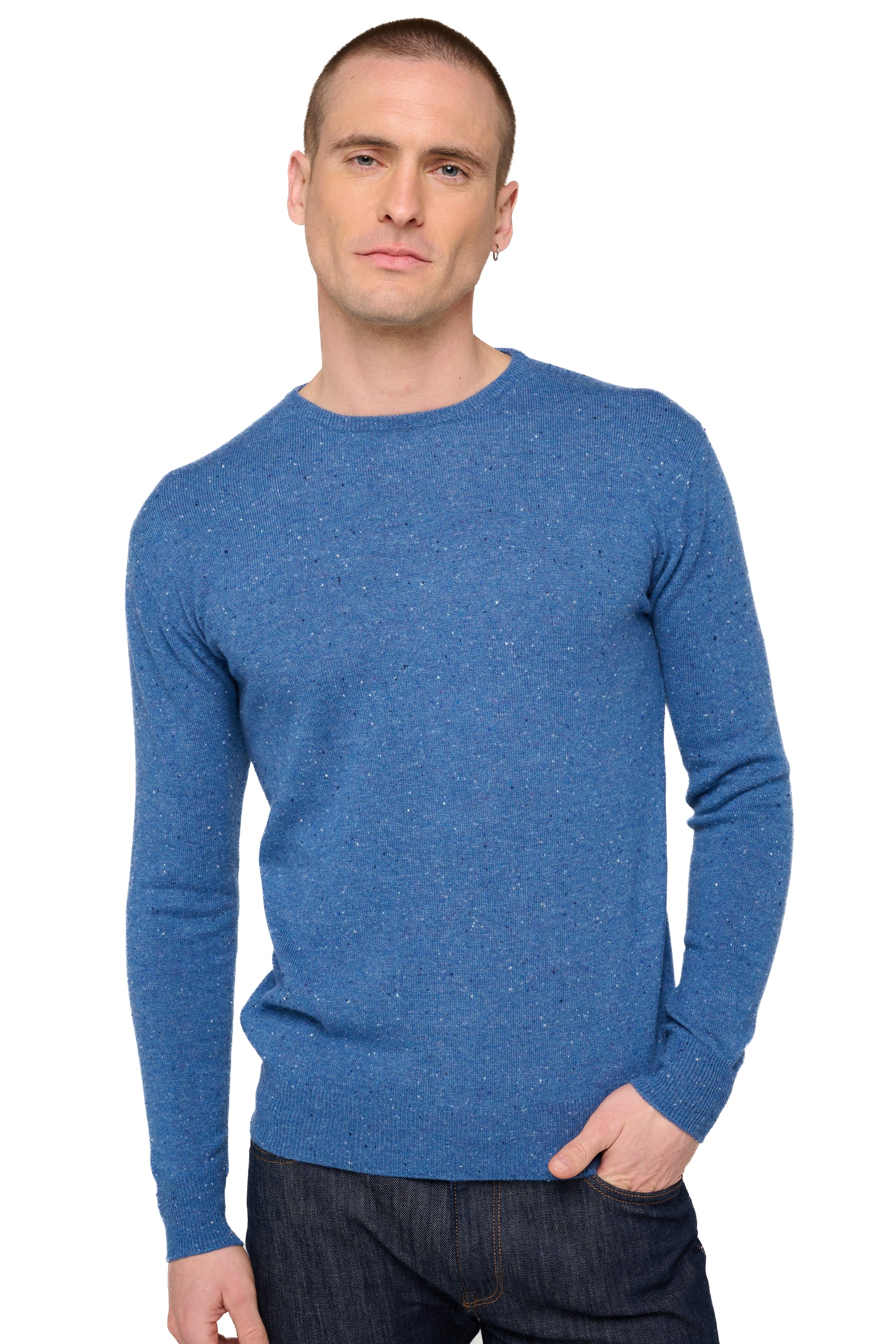 Nestor men's cashmere jumper - Memphis blue - Mahogany