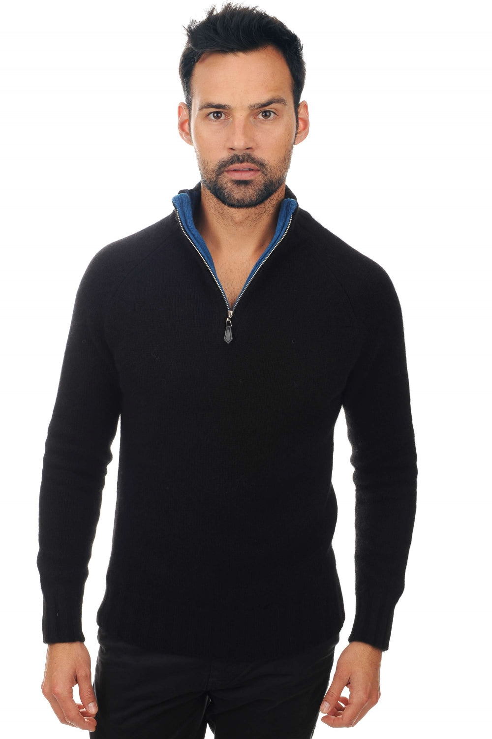 Howard in cashmere and yak for men - black-teal - Mahogany