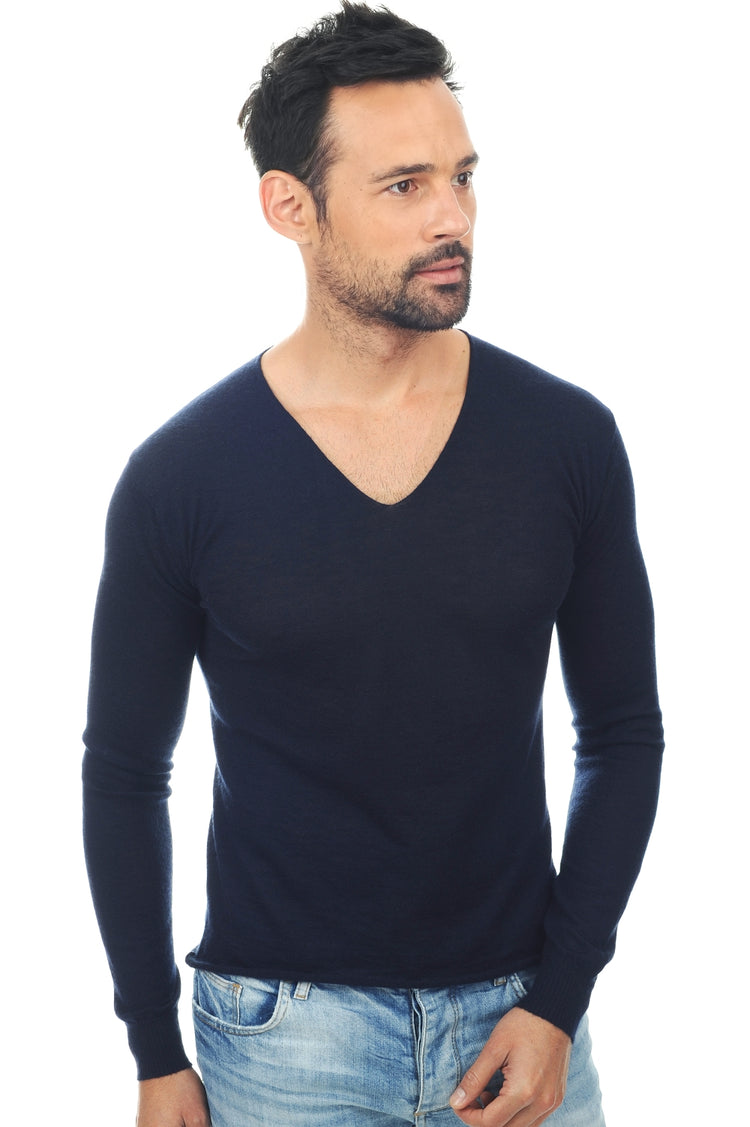 Leoduvet men's cashmere down jumper - navy blue - Mahogany