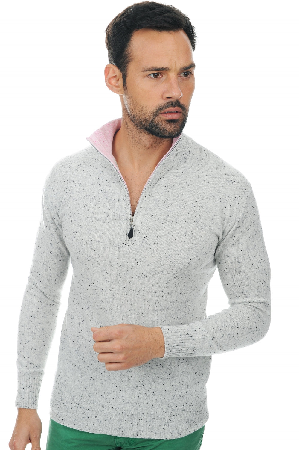 Henri men's cashmere - flecked flannel-light pink - Mahogany