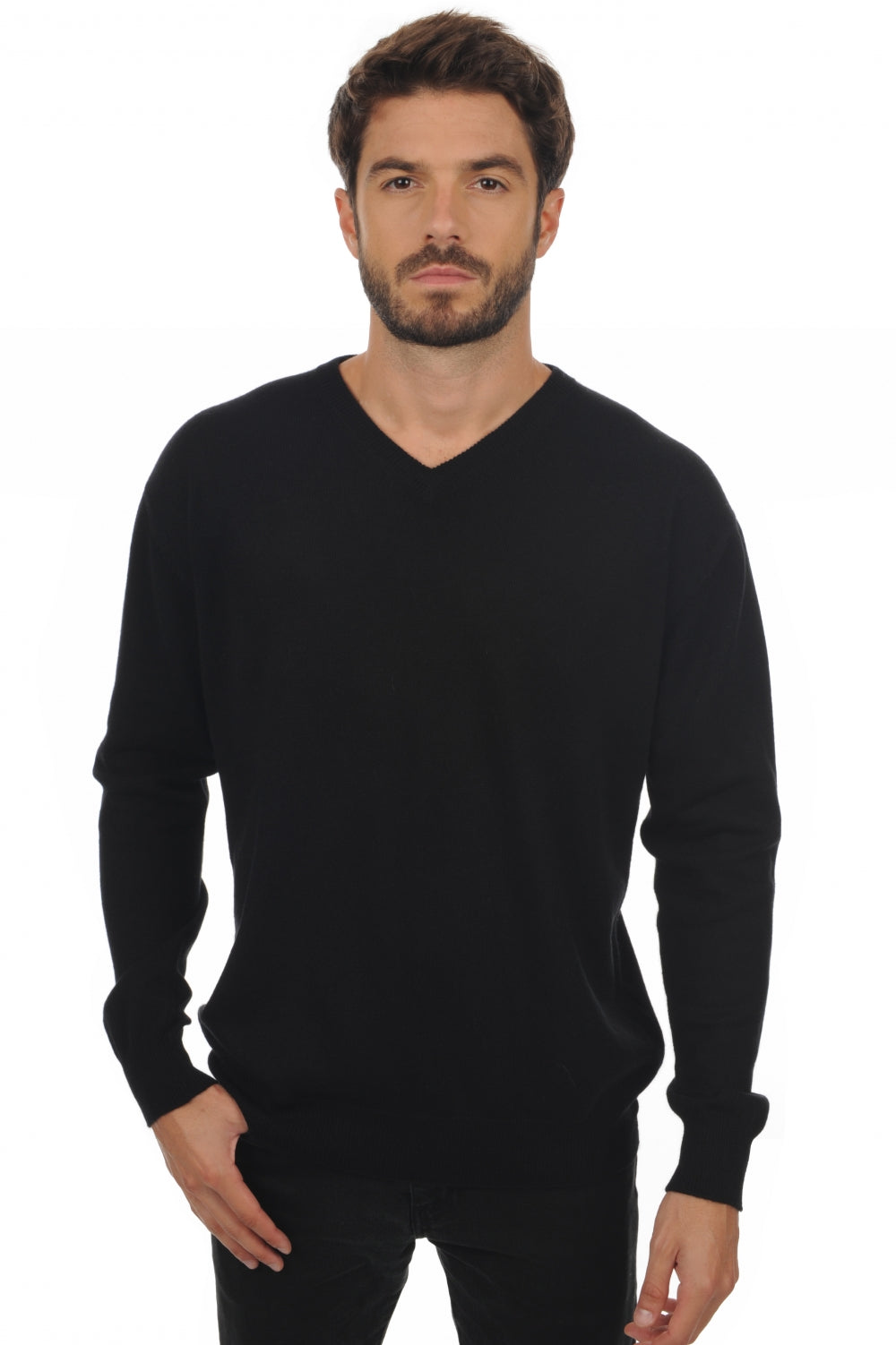 Maddox men's cashmere jumper - black - Mahogany