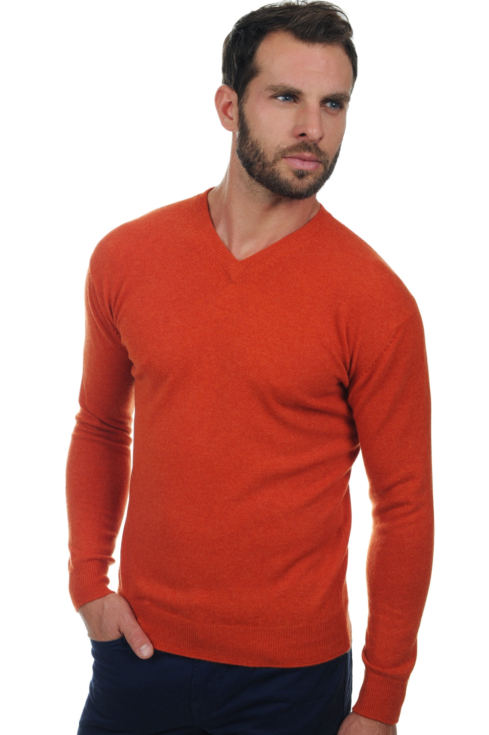 Maddox men's cashmere jumper - paprika - Mahogany
