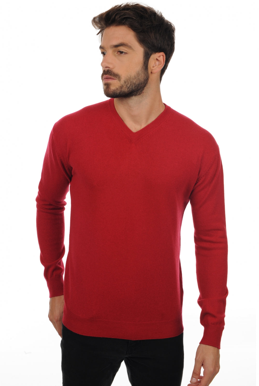 Maddox men's cashmere jumper - velvet red - Mahogany