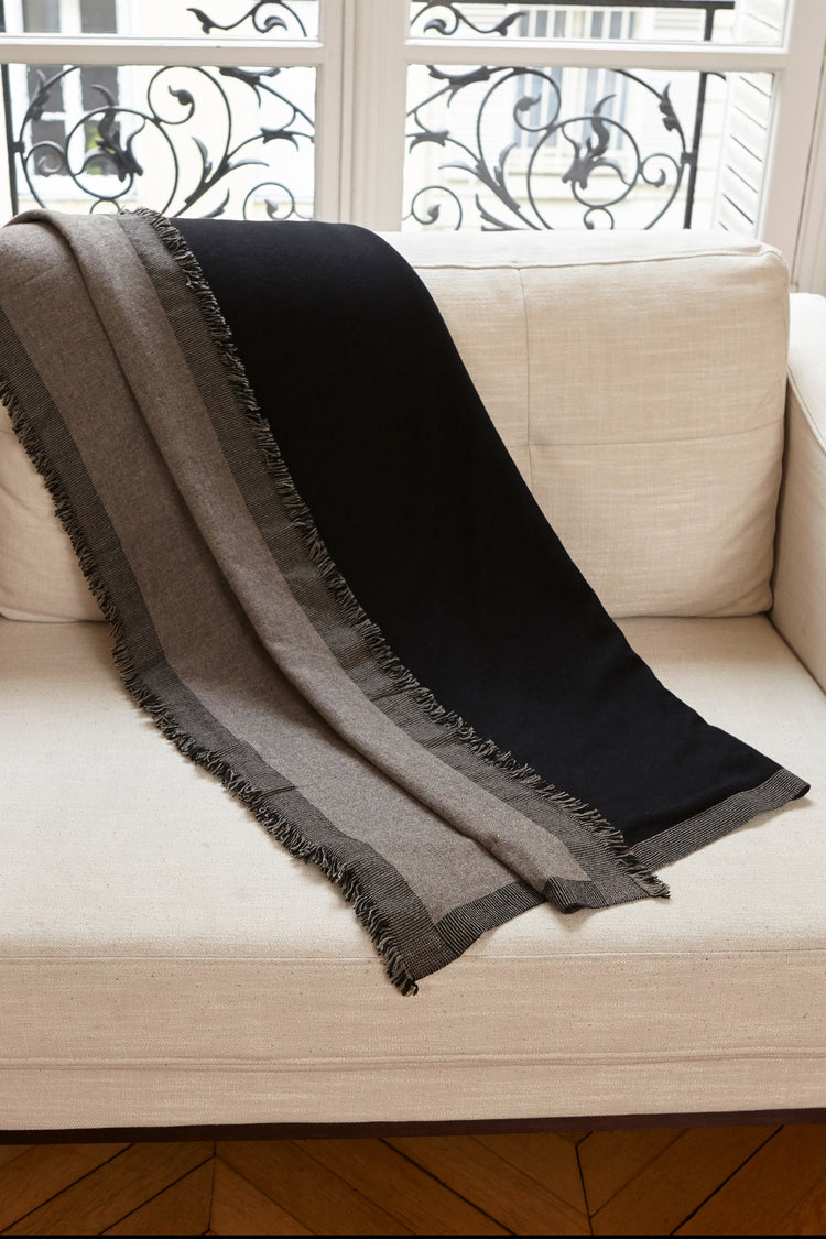 Fougere 130 x 190 in mixed cashmere - black / heather marmot - Mahogany