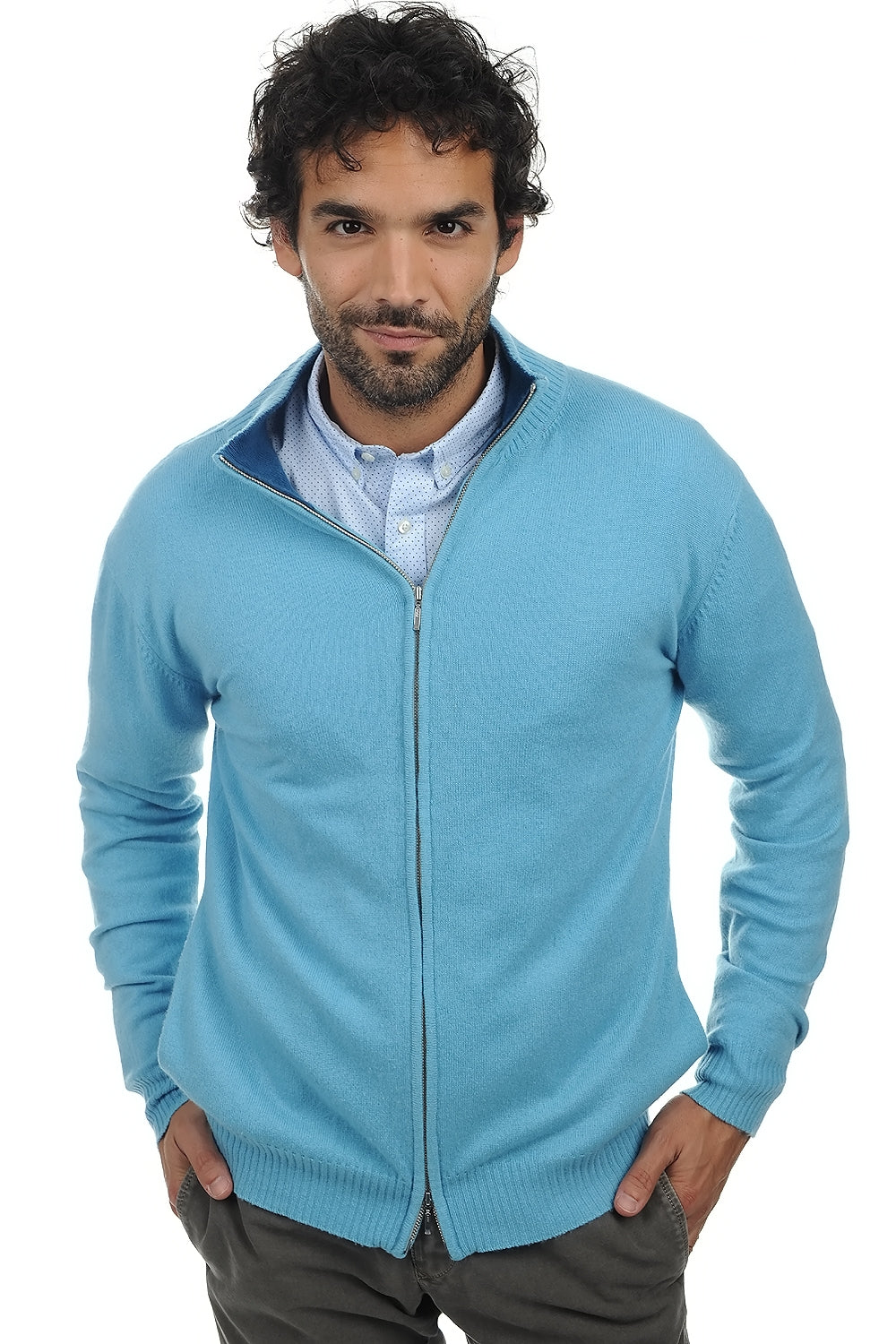 Ronald men's cashmere - tourmaline-teal blue - Mahogany