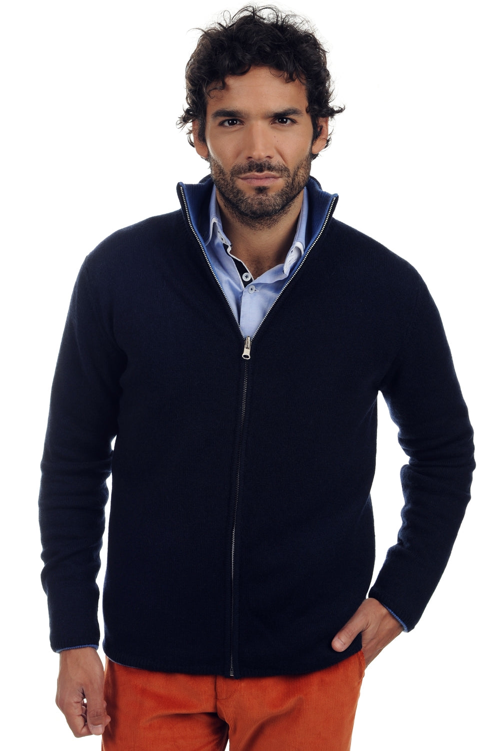 Vincent men's cashmere and yak jumper - midnight blue-blue marl - Mahogany