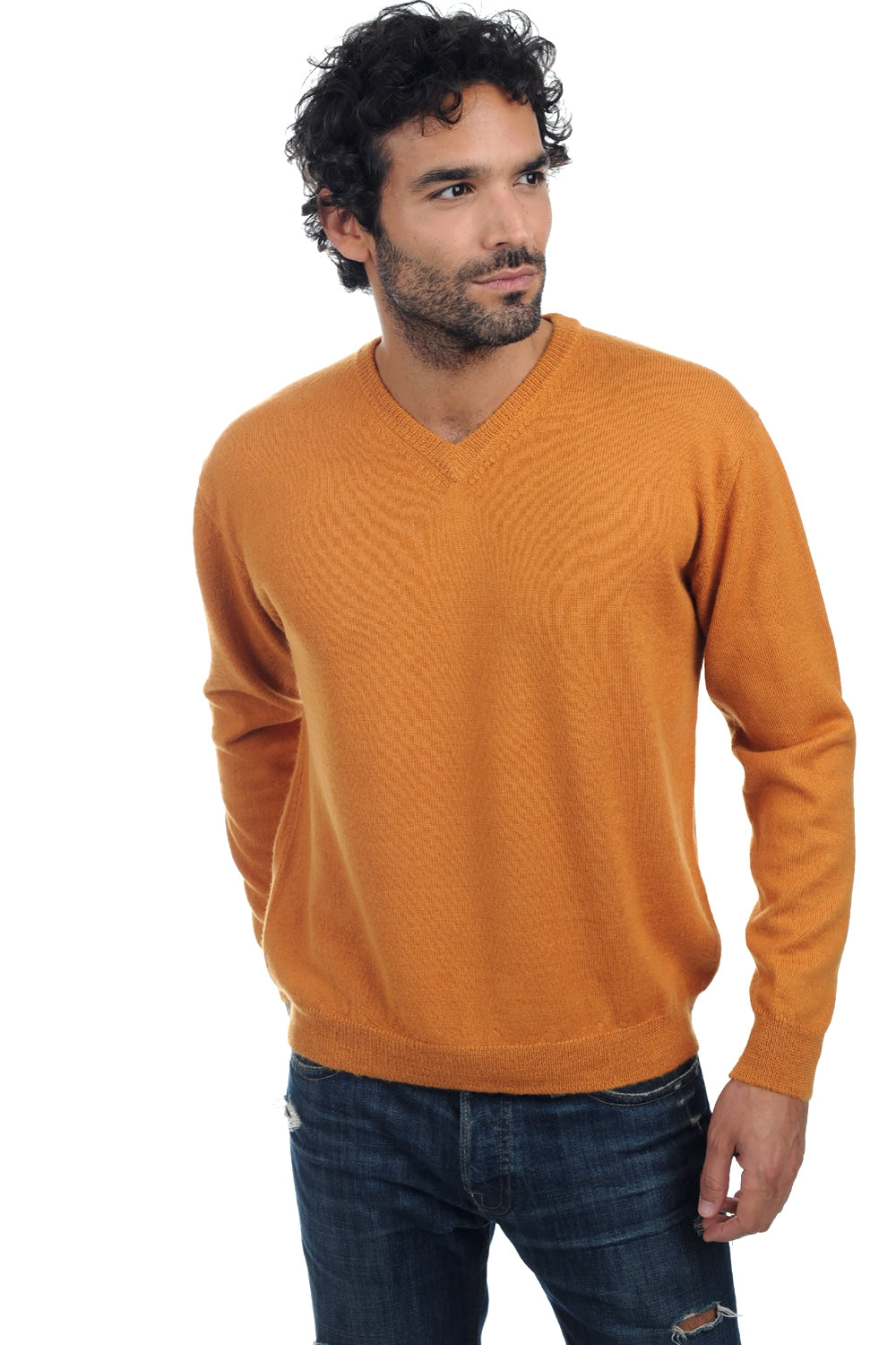 Gaspard-Alpaga in baby alpaca for men - saffron - Mahogany