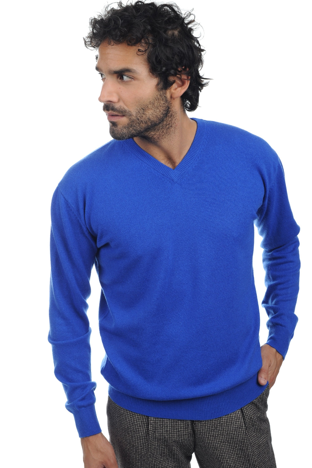 Maddox men's cashmere jumper - lapis blue - Mahogany