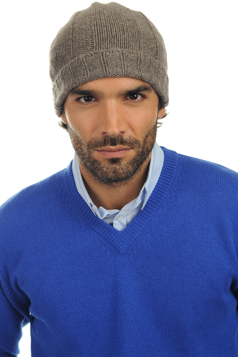 Ted in cashmere men's - marmot marl - Mahogany
