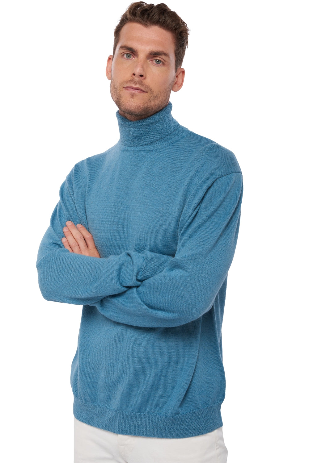 Edgar-Alpaga in baby alpaca for men - baltic blue - Mahogany