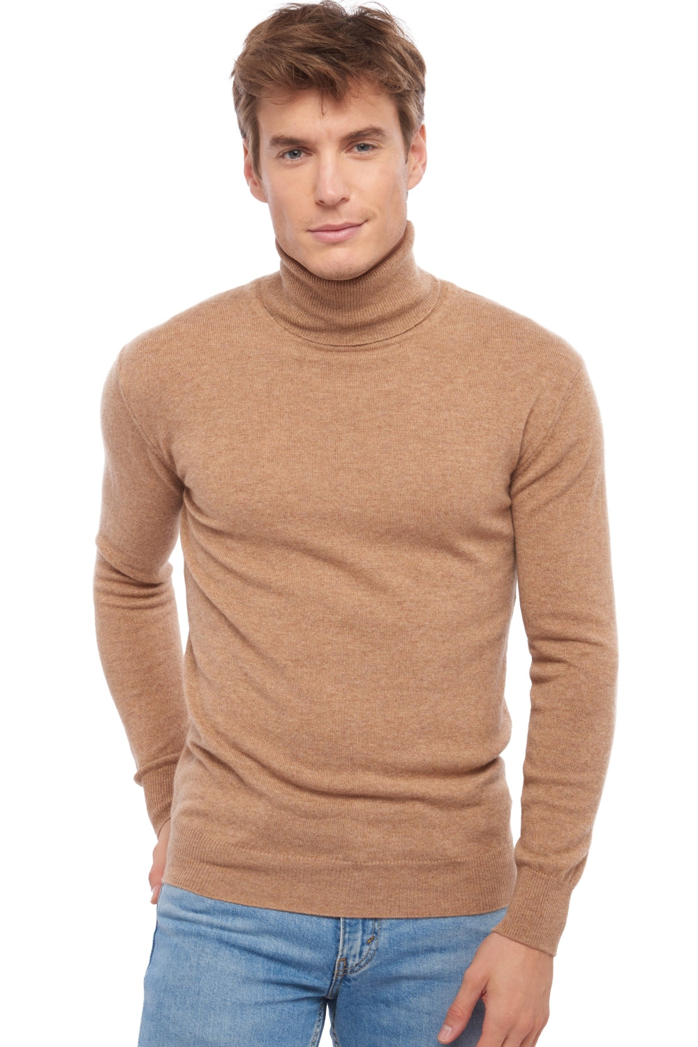 Preston men's cashmere - marl camel - Mahogany