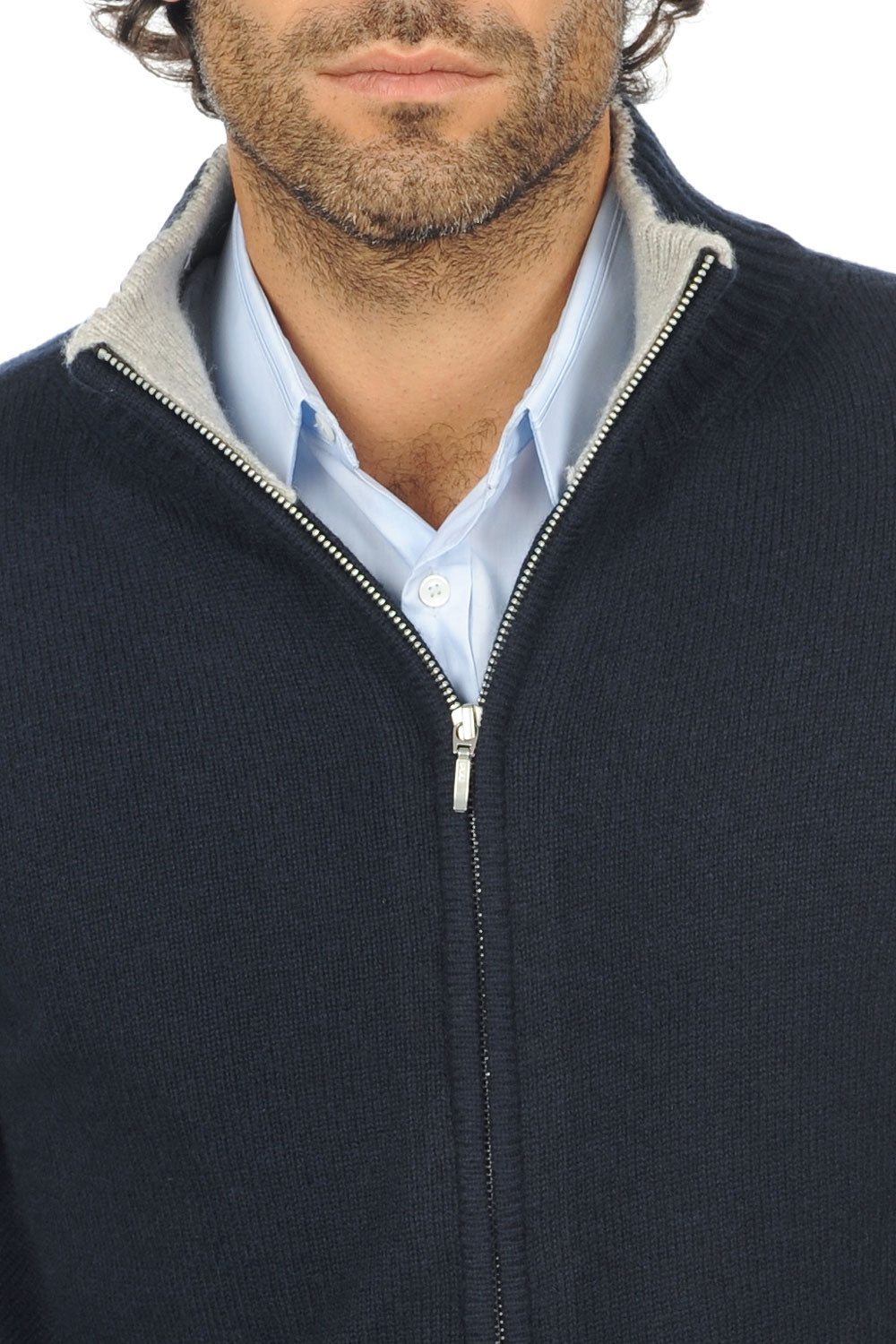 Maxime en cachemire homme - Vue 2 - marine foncé-flanelle chiné - Mahogany