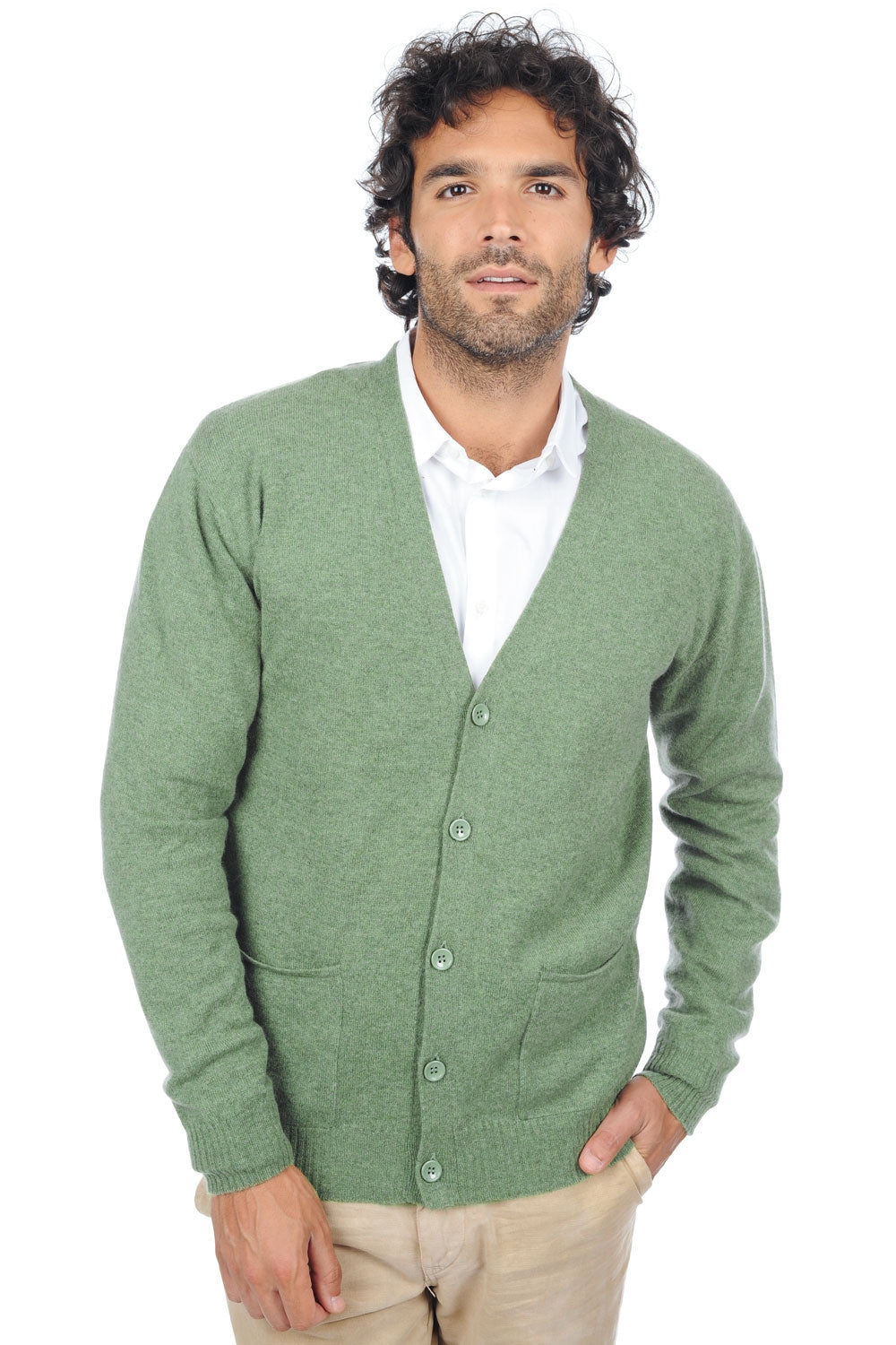 Yoni in cashmere for men - heather green - Mahogany