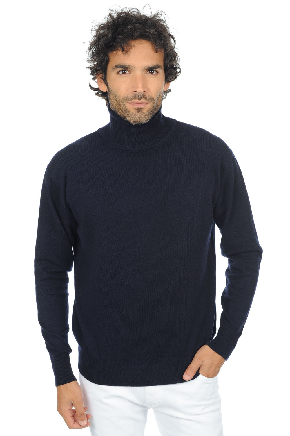 Edgar Premium cashmere men's jumper - premium navy - Mahogany