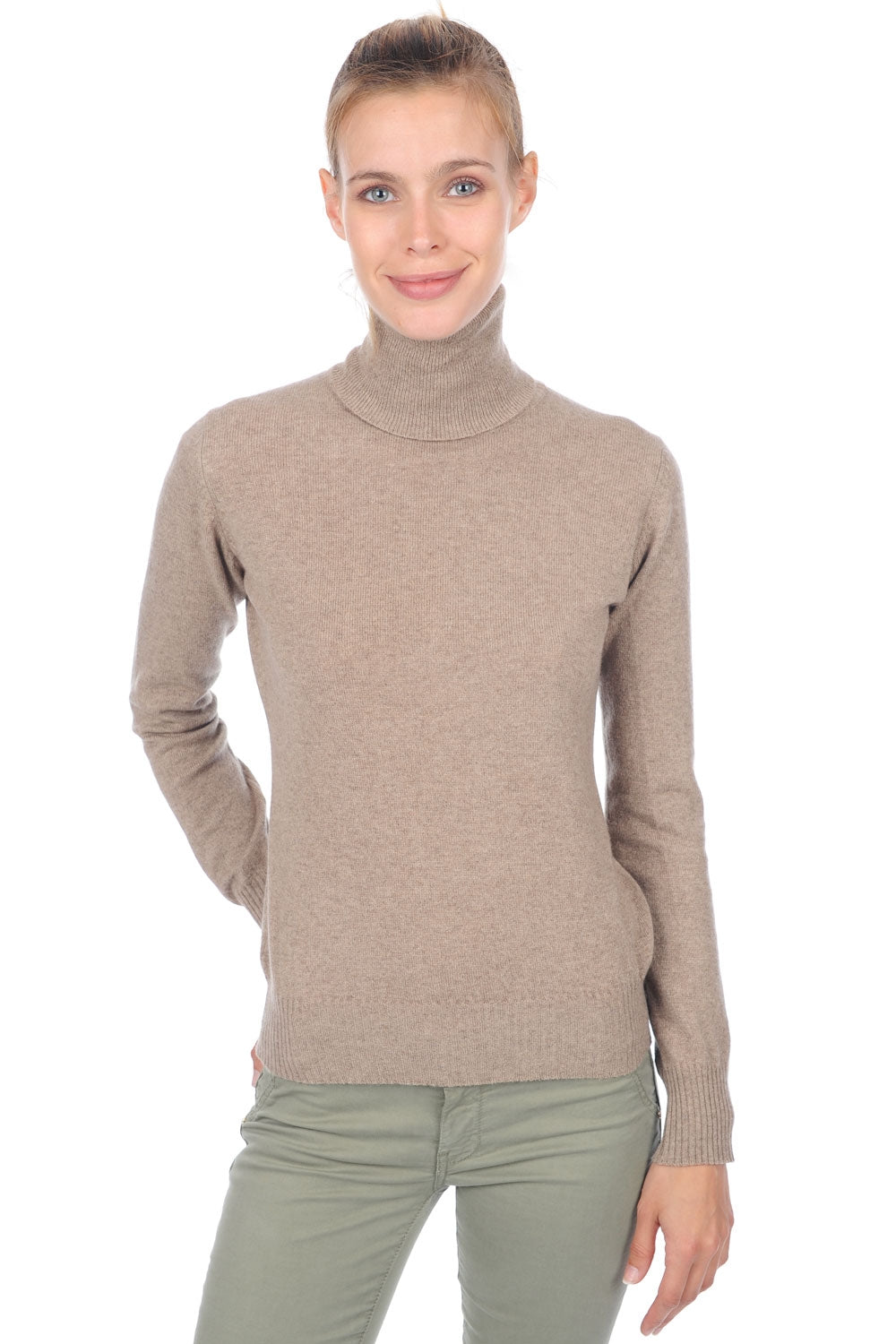 Lili Premium cashmere women's jumper - dolma natural - Mahogany