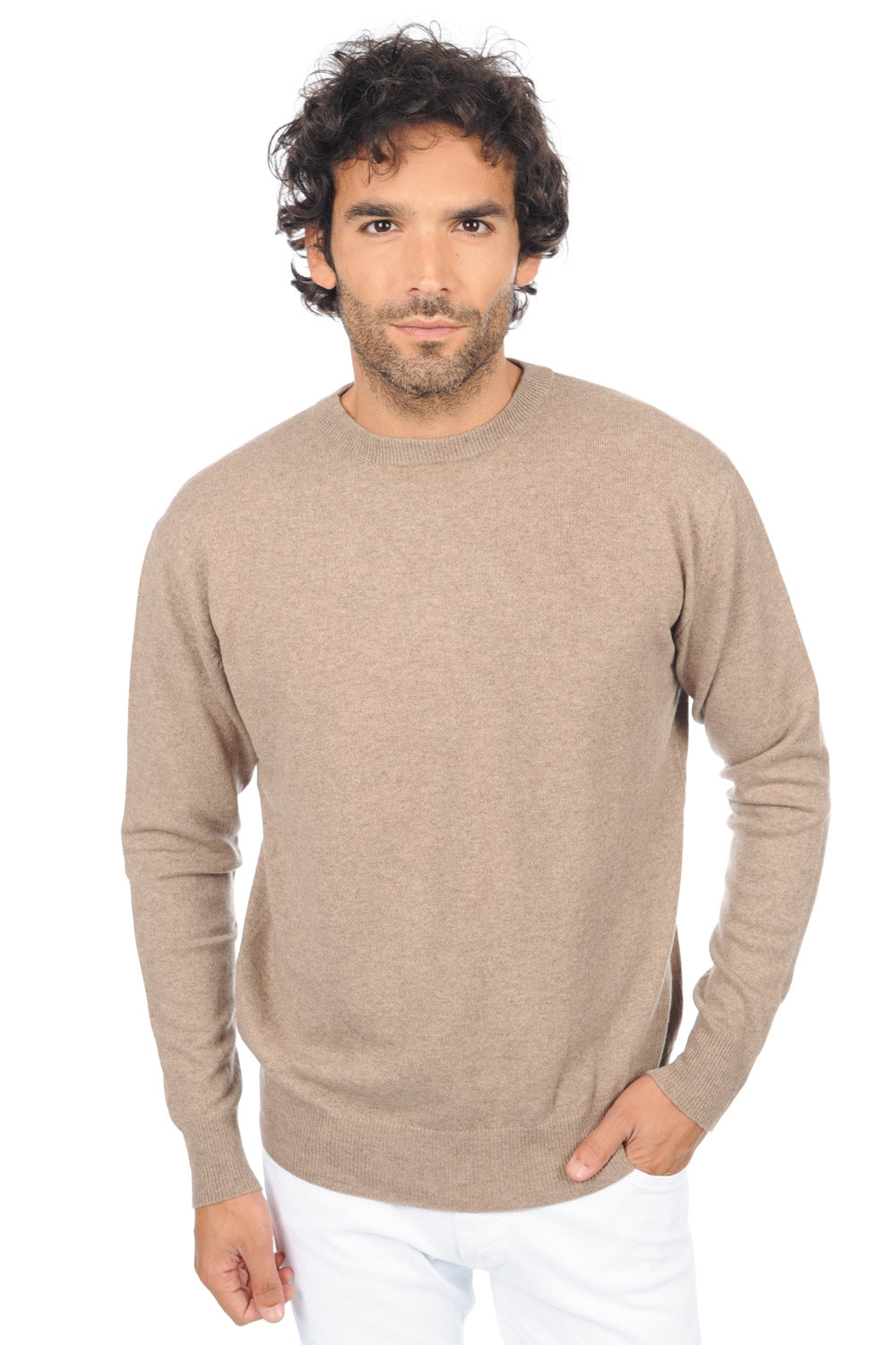 Nestor Premium cashmere men's jumper - dolma natural - Mahogany
