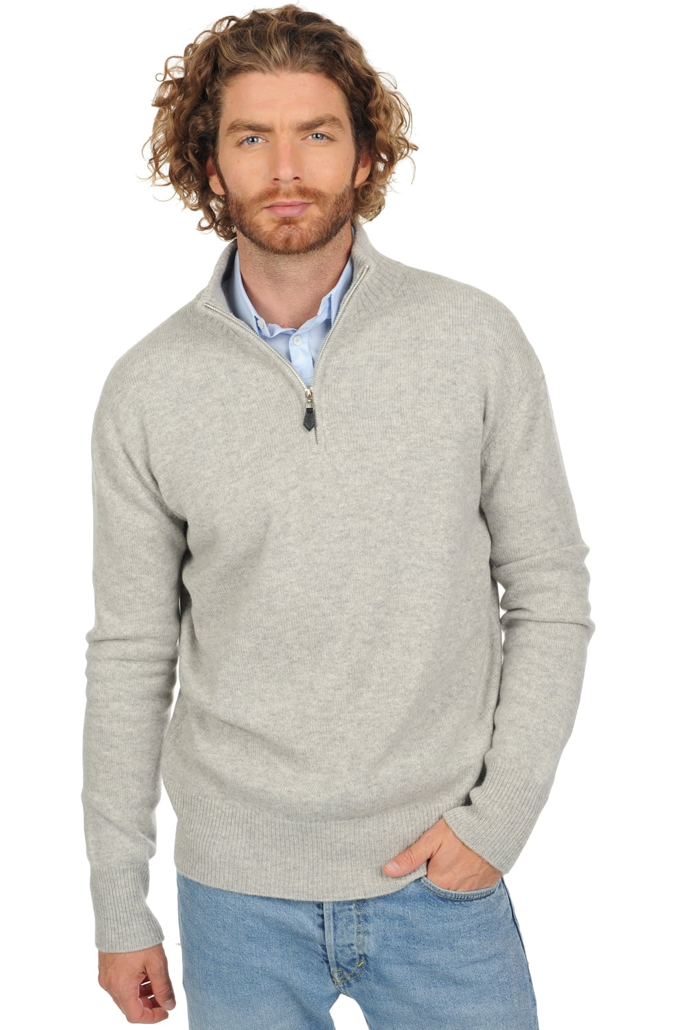 Donovan men's cashmere jumper - flannel marl - Mahogany