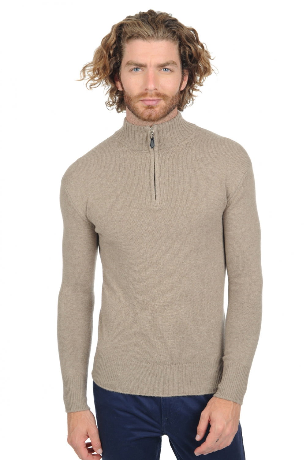 Donovan Premium cashmere men's jumper - dolma natural - Mahogany