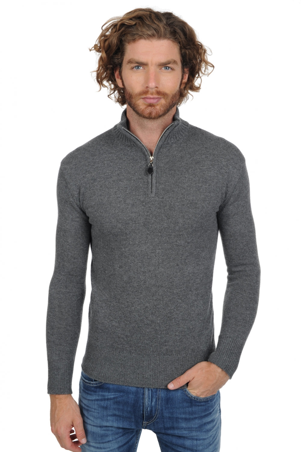 Donovan Premium cashmere men's jumper - premium graphite - Mahogany