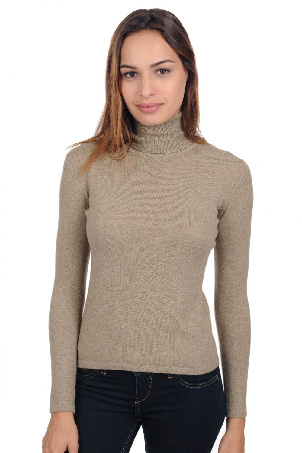 Jade Premium cashmere women's jumper - dolma natural - Mahogany