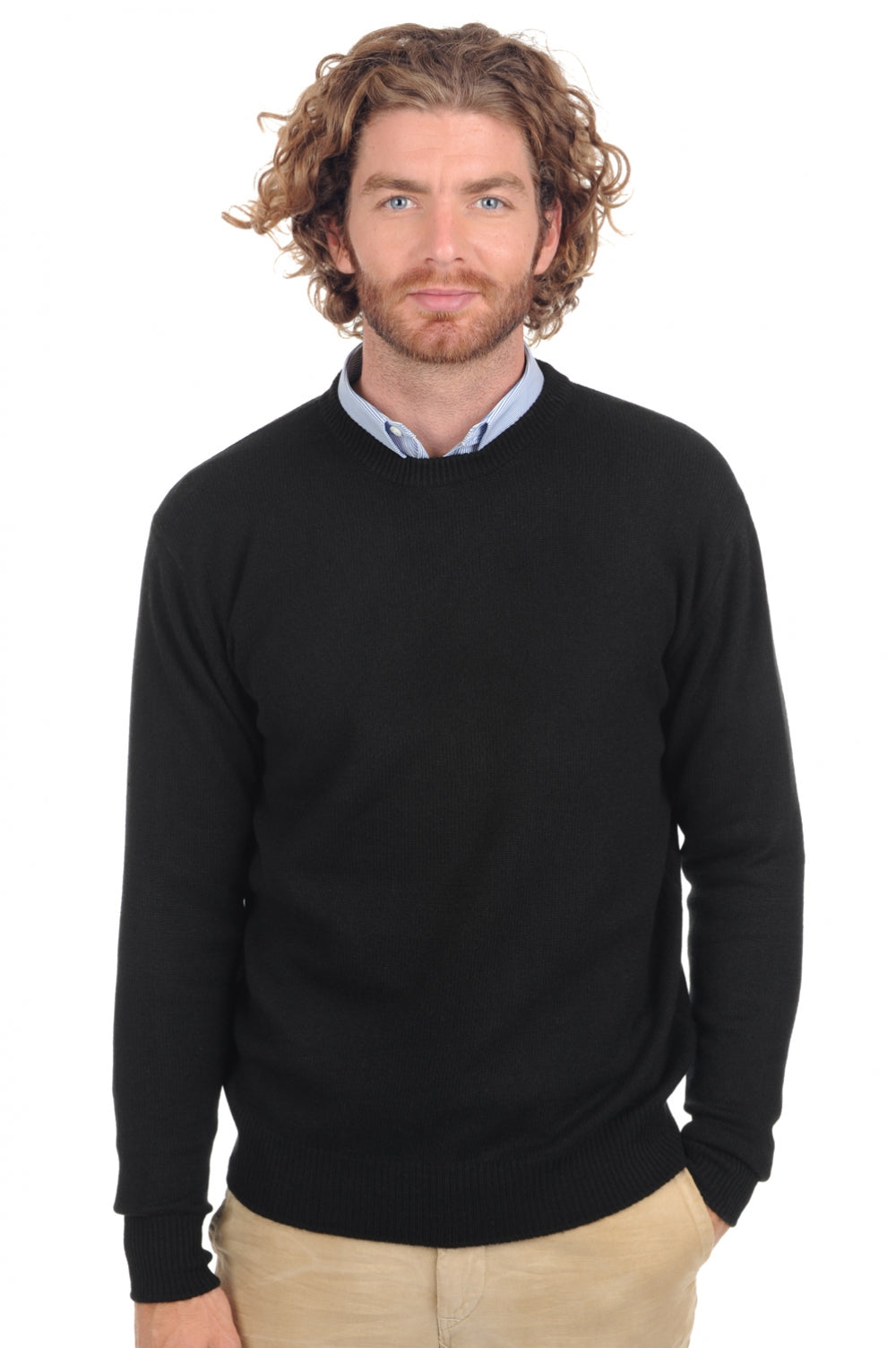 Cashmere jumper, 100% cashmere, men, crew neck, straight cut, long sleeves, fine knit, , Mahogany